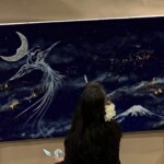 Live Painting Starry Night Christmas-Phoenix Mt,Fuji 星降る夜のクリスマス-景星鳳凰富士山絵図
